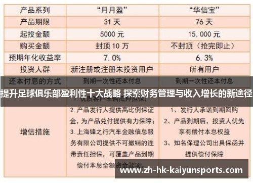 提升足球俱乐部盈利性十大战略 探索财务管理与收入增长的新途径